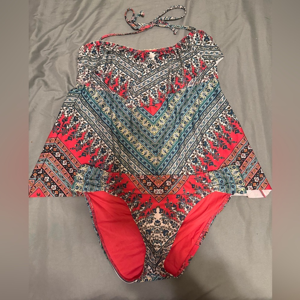 Lucky Brand Red and Blue Swimsuit